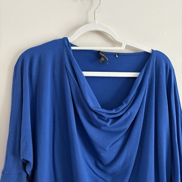 Eileen Fisher Women S Blue Jersey Stretch Draped Cowl Neck Dolman Sleeve Top - Picture 3 of 8